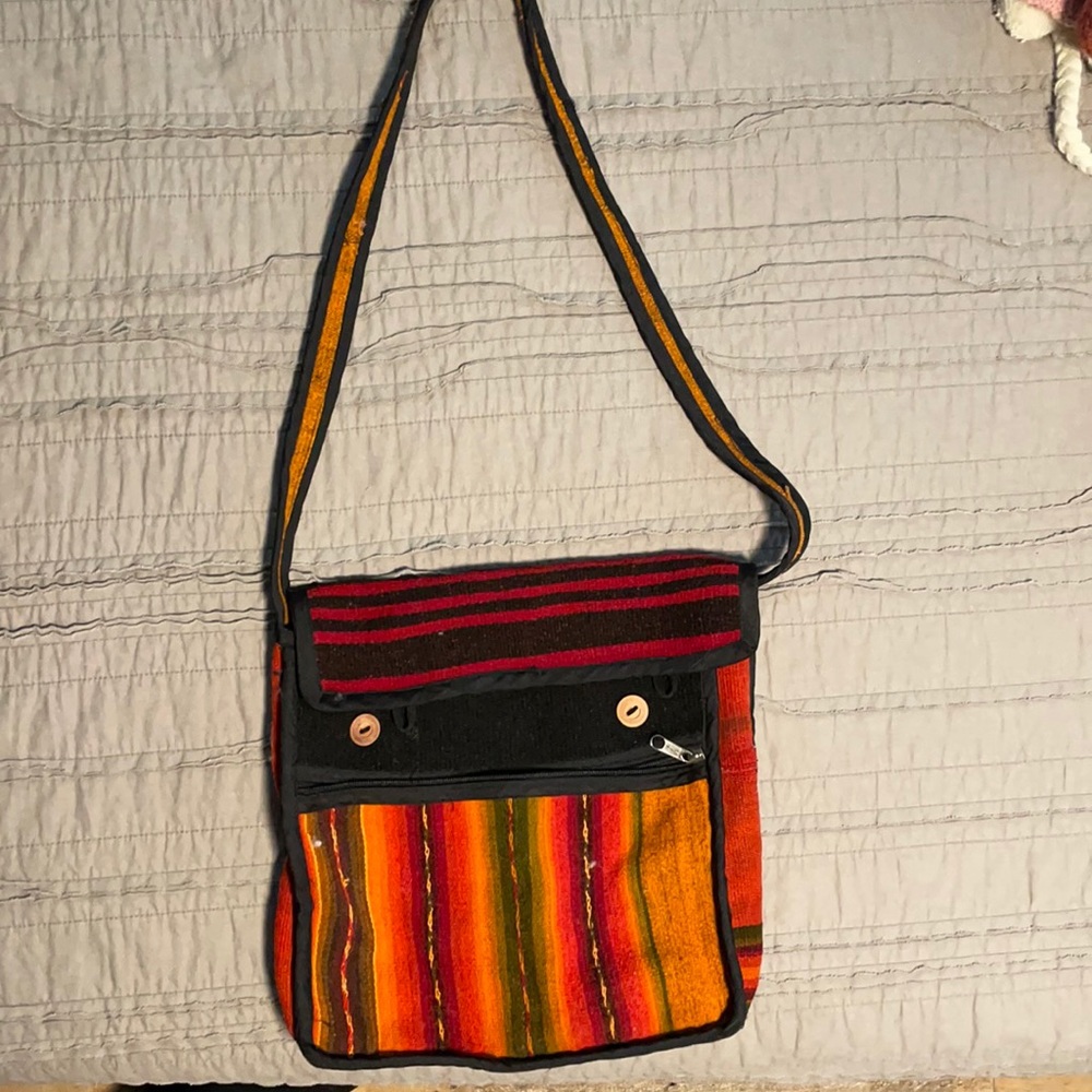 Handmade woven cross over purse